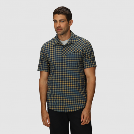 Outdoor Research Astroman Short Sleeve Sun Shirt - Mens Gold Nebula Plaid / XXXL
