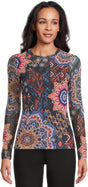 Johnny Was Natalie Long Sleeve Mesh Tee - Womens Padma