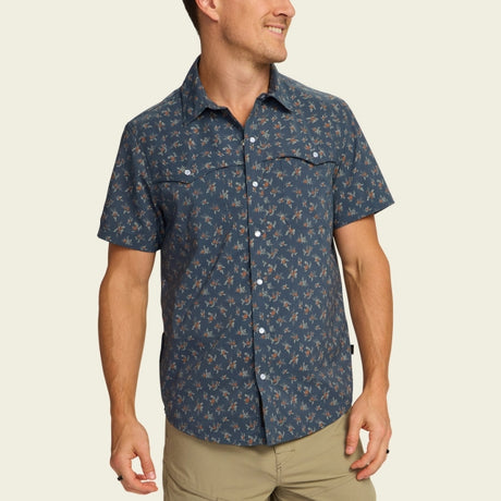 Howler Brothers Open Country Tech Shirt - Mens Rancher Floral: Dark Slate / XXL