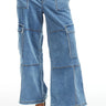 Tractr Midrise Cargo Lounge Pant - Womens Medium Indigo