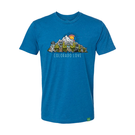 Wild Tribute Colorado Love Tee - Neptune Logo Heather Cool Blue