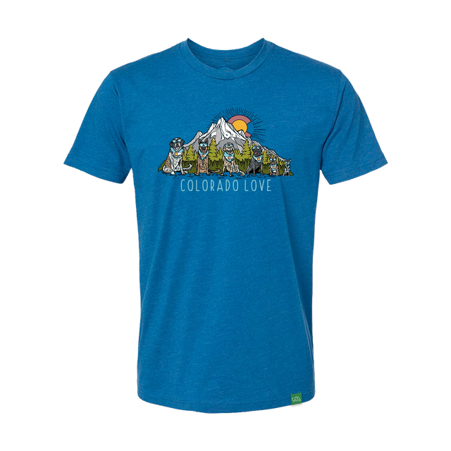 Wild Tribute Colorado Love Tee - Neptune Logo Heather Cool Blue