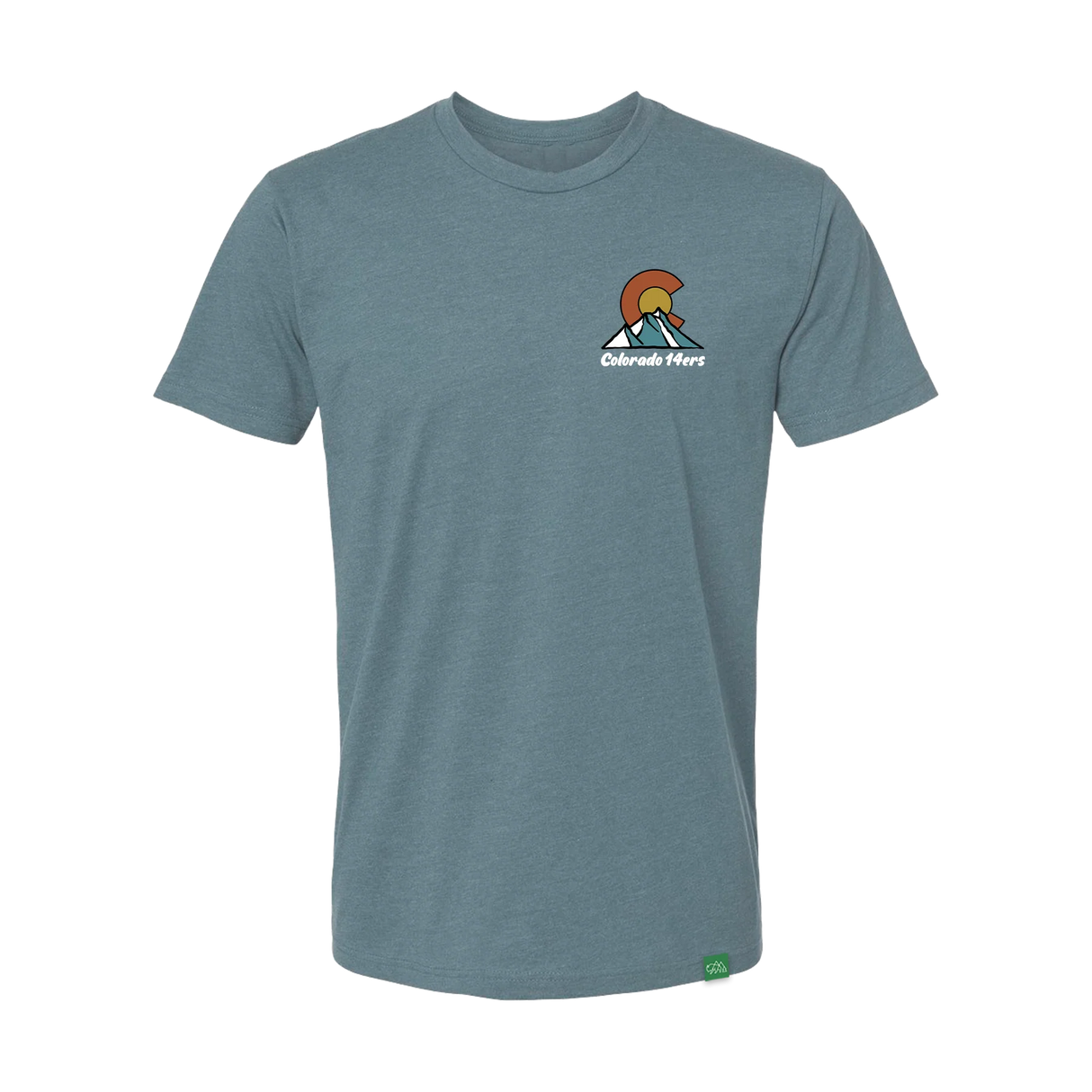 Wild Tribute Colorado 14ers Tee-Neptune Logo Heather Slate Blue