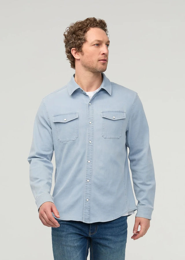 Duer Performance Denim Lite Two-Pocket Shirt - Mens Dune Blue