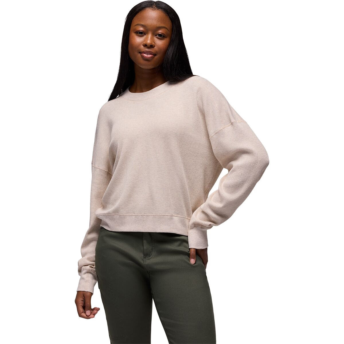 Prana Touchstone Long Sleeve Crew - Womens Oatmeal Heather