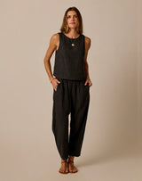 Carve Designs Freya Linen Pant - Womens Black Chambray