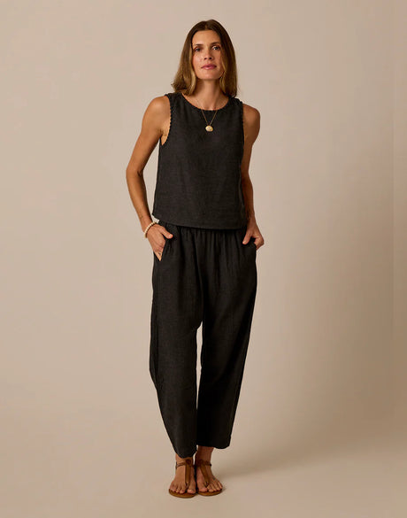 Carve Designs Freya Linen Pant - Womens Black Chambray