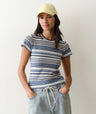 Marine Layer Lexi Rib Sun-In Crew Tee - Womens Blue ulti Stripe / M