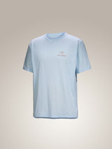 Arcteryx Kragg SL Cotton Bird Word Short Sleeve - Mens Alpine Blue / Stone Red