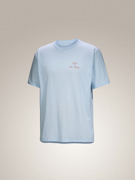 Arcteryx Kragg SL Cotton Bird Word Short Sleeve - Mens Alpine Blue / Stone Red