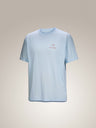 Arcteryx Kragg SL Cotton Bird Word Short Sleeve - Mens Alpine Blue / Stone Red