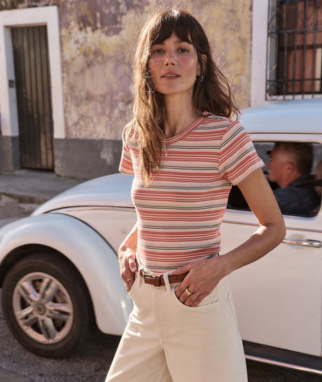 Marine Layer Lexi Rib Sun-In Crew Tee - Womens Brick