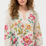 Johnny Was Split Neck Linen Blouse - Miraze - Womens Ecru Miraze