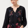 Johnny Was Pintuck Raglan Button Up - Sunnie - Womens Black