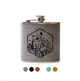Beckman Design Flask Hexagon Wildflower / Teal Leather