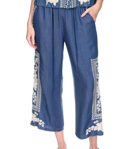 Johnny Was Cropped Paperbag Pant - Randal - Womens Denim Blue