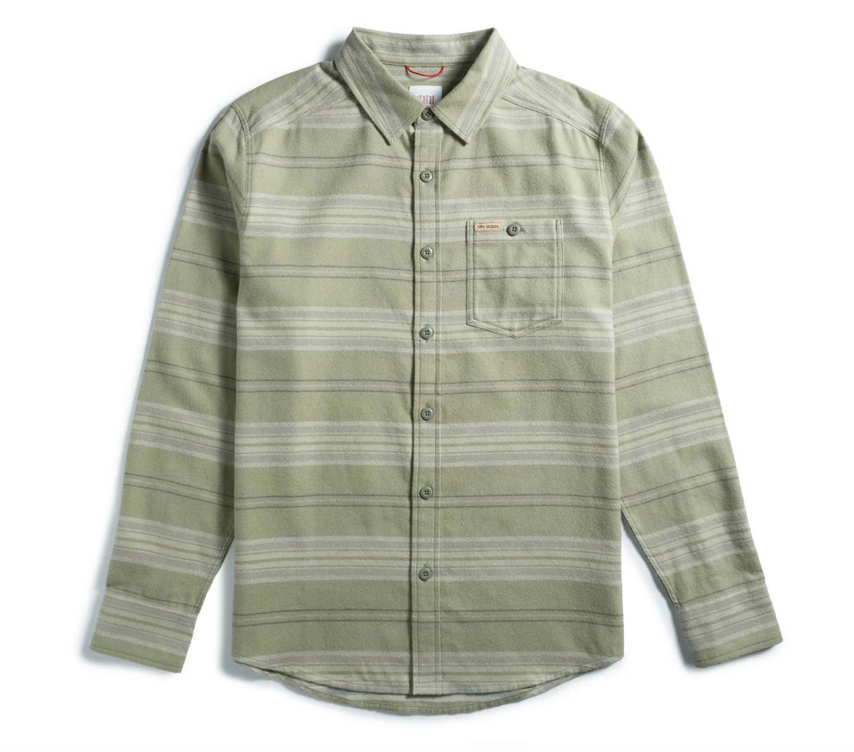 Topo Designs Mountain Shirt Lightweight - Mens Oil Green Horizontal tripe / S