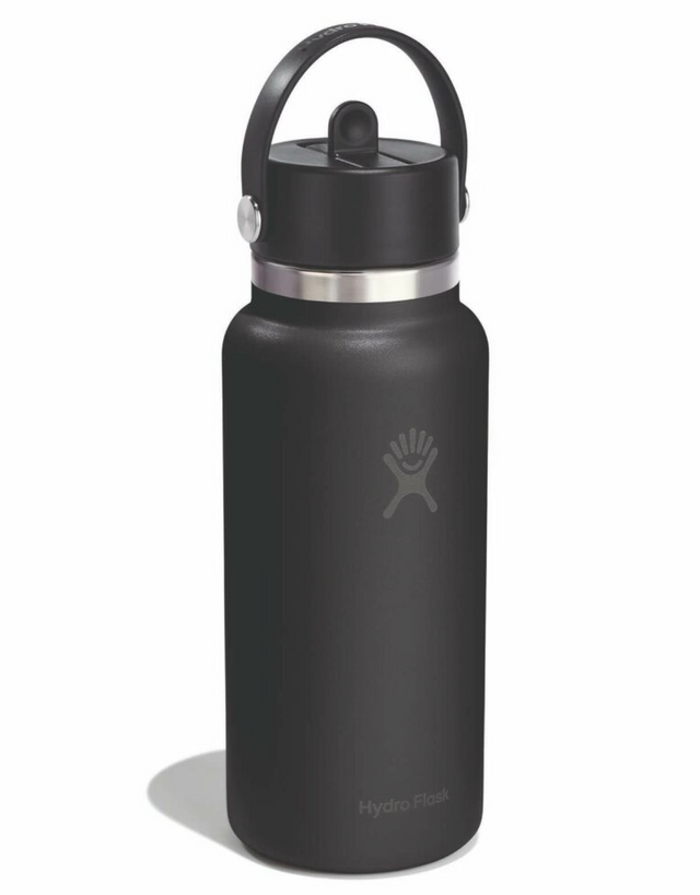 Hydroflask Neptune Logo 32oz Wide Mouth w/Flex Straw Black