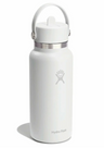 Hydroflask Neptune Logo 32oz Wide Mouth w/Flex Straw White