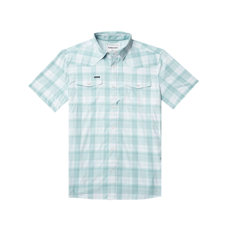 Poncho The Big Sky - Mens Baby Blue and White Plaid