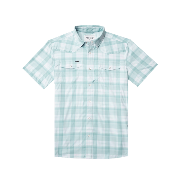 Poncho The Big Sky - Mens Baby Blue and White Plaid