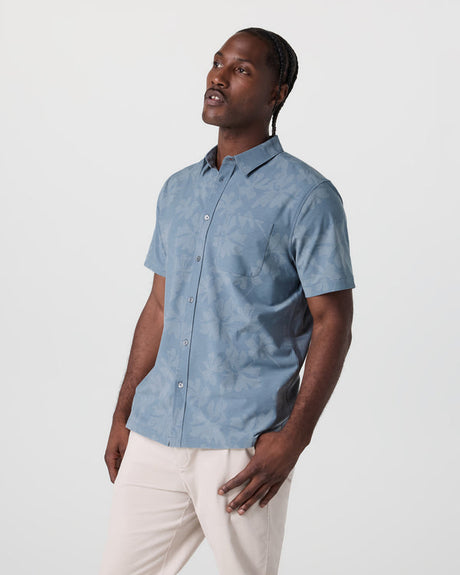 Vuori Short Sleeve Bridge Button Down - Mens Frost Grey Triple