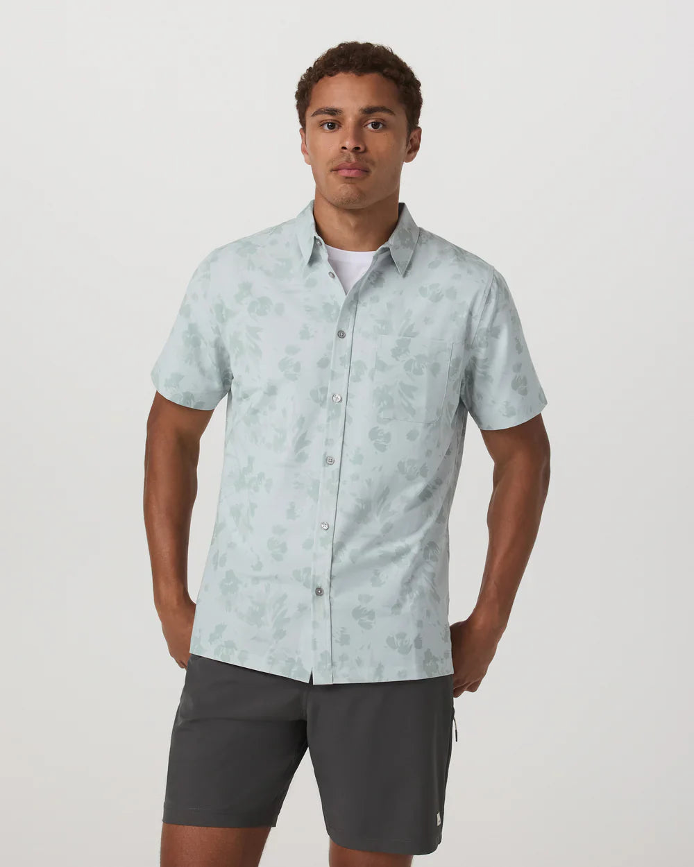 Vuori Bridge Button Down - Mens Sable Mini Stripe