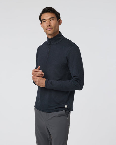 Vuori Ponto Half Zip Mock Neck Ink Heather
