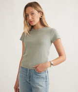 Marine Layer Lexi Rib Sun-In Crew Tee - Womens Faded Olive