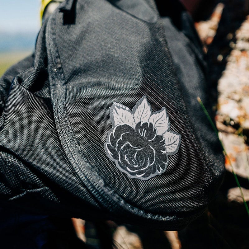 NOSO Patches Black Rose Gray Leaves