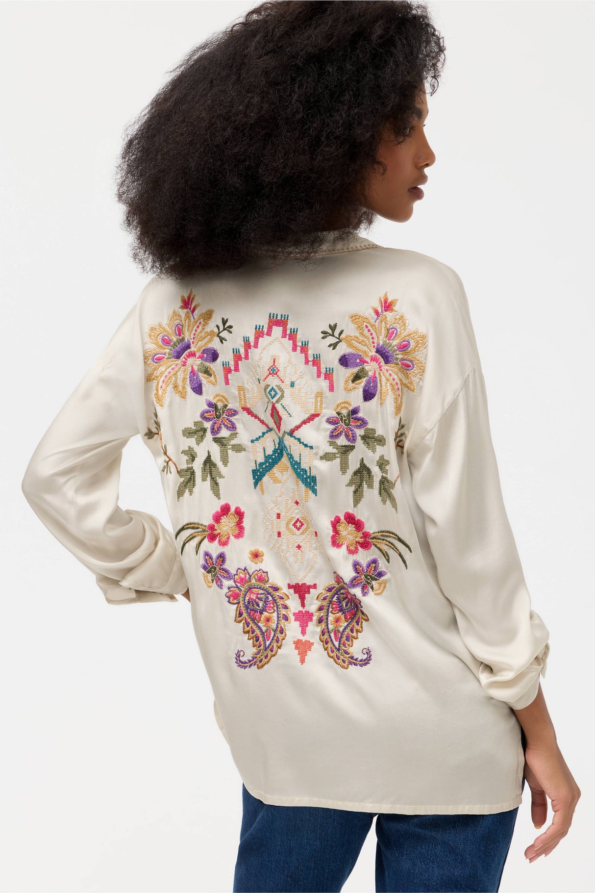 Johnny Was The Slim Audrey Collared Shirt - Womens White