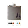 Beckman Design Flask Pine trees / Teal Leather