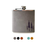 Beckman Design Flask Pine trees / Teal Leather