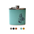 Beckman Design Flask Poppy Flower / Teal Leather