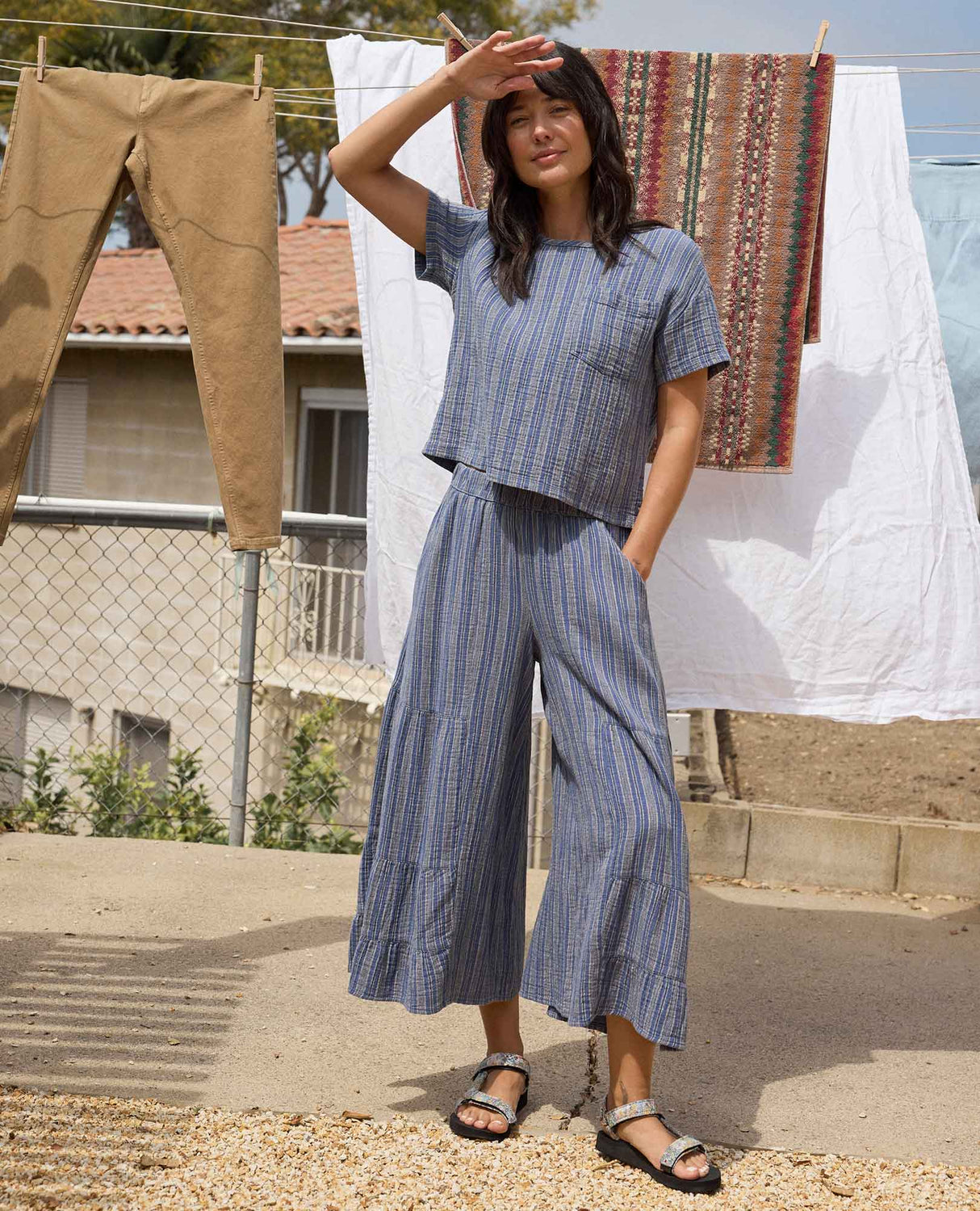 Tate Double Weave Palazzo Pant - Women's