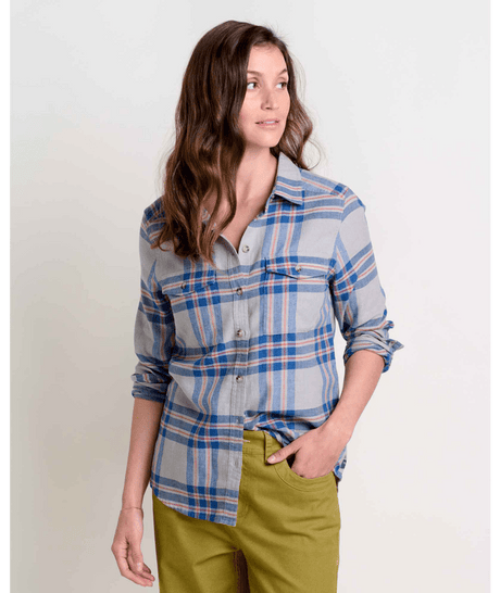 Toad & Co. Re-Form Flannel Long Sleeve Shirt - Womens Campfire Windowpane / S