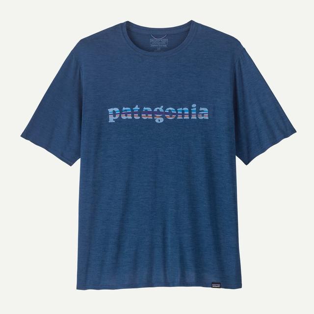 Patagonia Cap Cool Daily Graphic Shirt - Mens 73 Text Logo: Clement Blue X-Dye / L