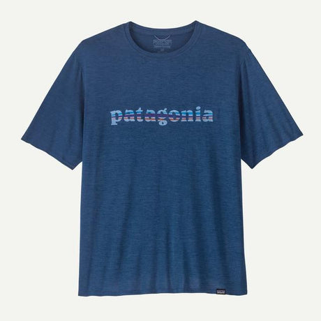 Patagonia Cap Cool Daily Graphic Shirt - Mens 73 Text Logo: Clement Blue X-Dye / L