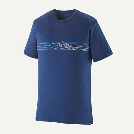 Patagonia Cap Cool Merino Blend Graphic Shirt - Mens Strata Stripe: Clement Blue