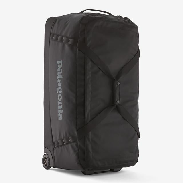 Patagonia Black Hole Wheeled Duffel 100L Smolder Blue w/Amanita Red