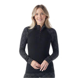 Smartwool Classic Thermal Merino Base Layer Quarter Zip - Womens BLACK DIGI SNOW / XL