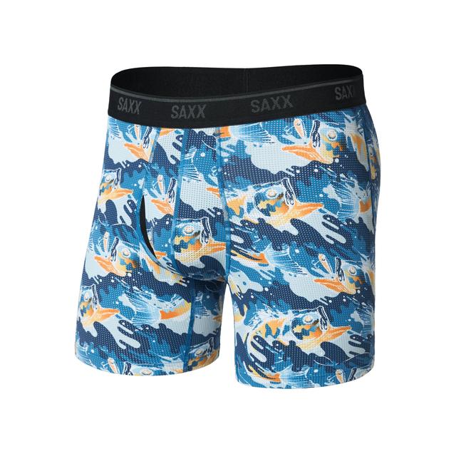 Saxx Quest Quick-Dry Mesh Boxer Brief - Mens Big Mouth Bass-Blue