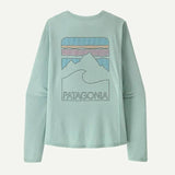 Patagonia Cap Cool Sun Shirt - Peak Visions - Womens Thermal Blue - Thin Ice X-Dye