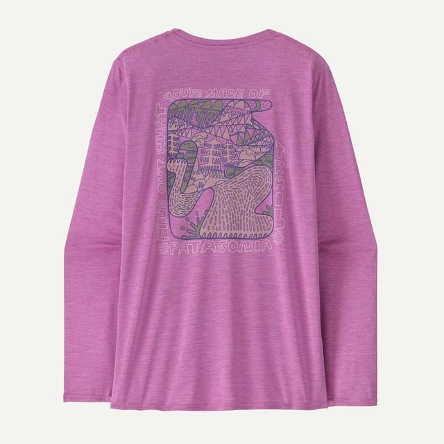 Patagonia Long Sleeve Cap Cool Daily Graphic Shirt - Lands - Womens Made Of: Brisk Purple X-Dye
