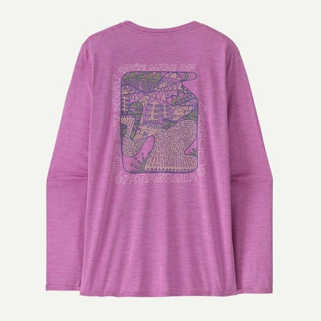 Patagonia Long Sleeve Cap Cool Daily Graphic Shirt - Lands - Womens Made Of: Brisk Purple X-Dye
