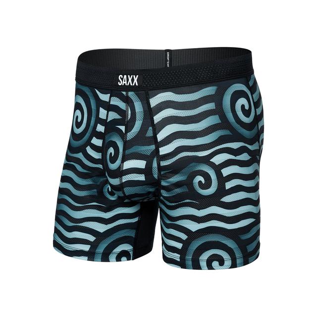 Saxx Droptemp Cooling Mesh Boxer Brief Rip Tide Stripe- Nvy Blue