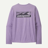 Patagonia Long Sleeve Cap Cool Daily Graphic Shirt - Waters - Mens Boardshort Logo Tones: Concrete Purple X-Dye / S