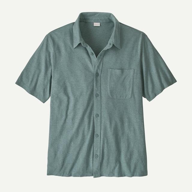 Patagonia Trail Harbor Button Down Knit Shirt - Mens Blue Sage