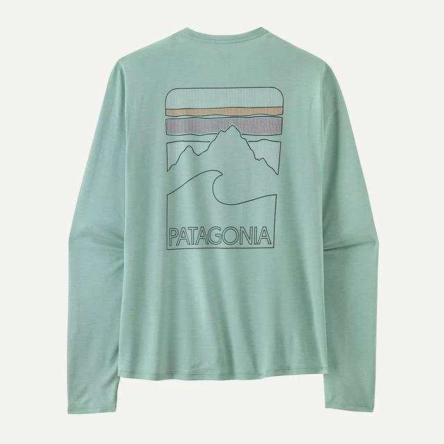 Patagonia Longsleeve Cap Cool Sun Shirt - Peak Visions - Mens Thermal Blue - Thin Ice X-Dye