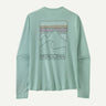 Patagonia Longsleeve Cap Cool Sun Shirt - Peak Visions - Mens Thermal Blue - Thin Ice X-Dye